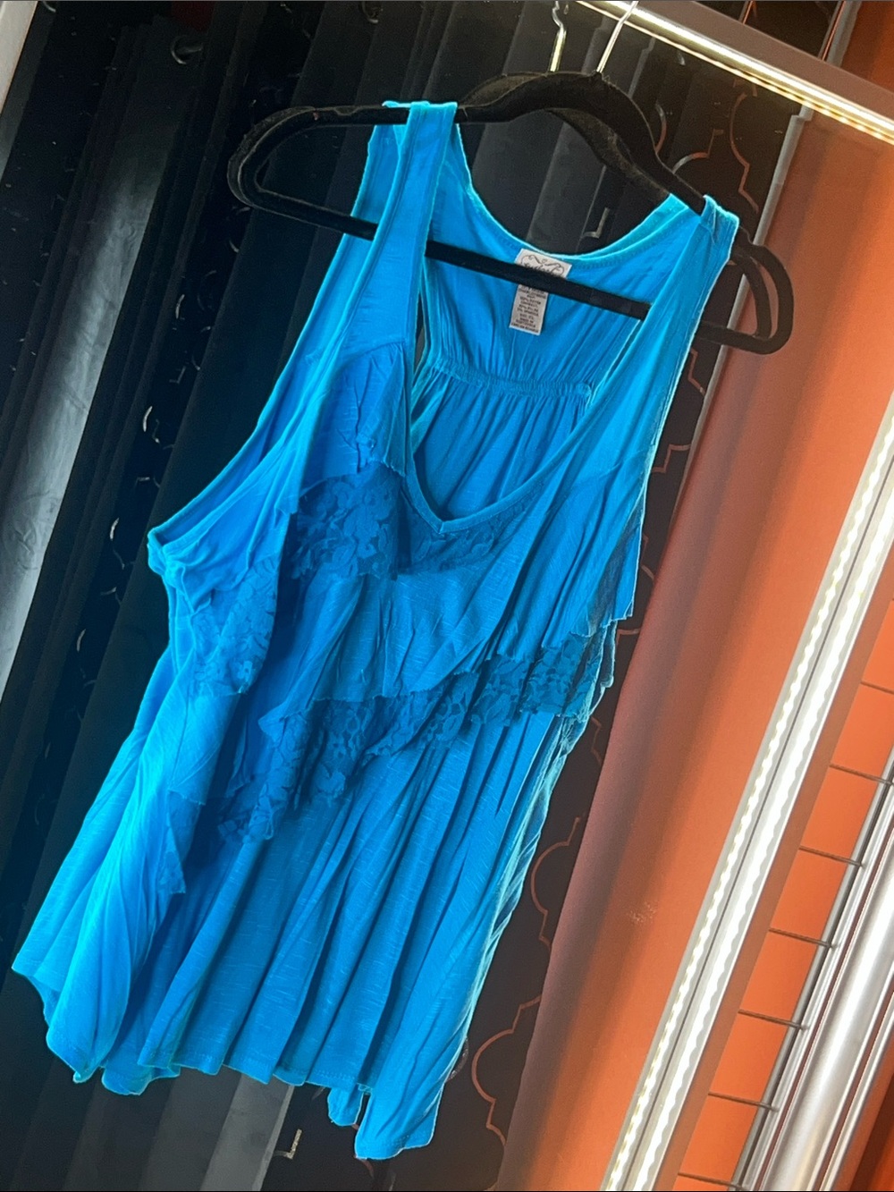 Eyelash Couture Archival Deep Turquoise Ruffle Lace Tank 🦋